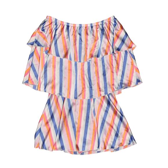 SHOW ME YOUR MUMU $164 Triple Decker Striped‎ Off-The-Shoulder Romper Small - Picture 2 of 3